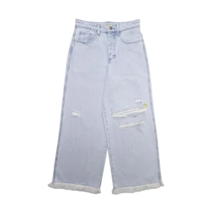 Ultra Wide Leg Jean Distressed Vintage Indigo