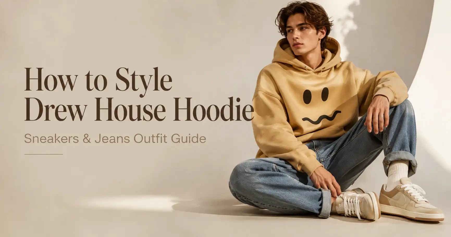 How to style Drew House hoodie with sneakers and jeans